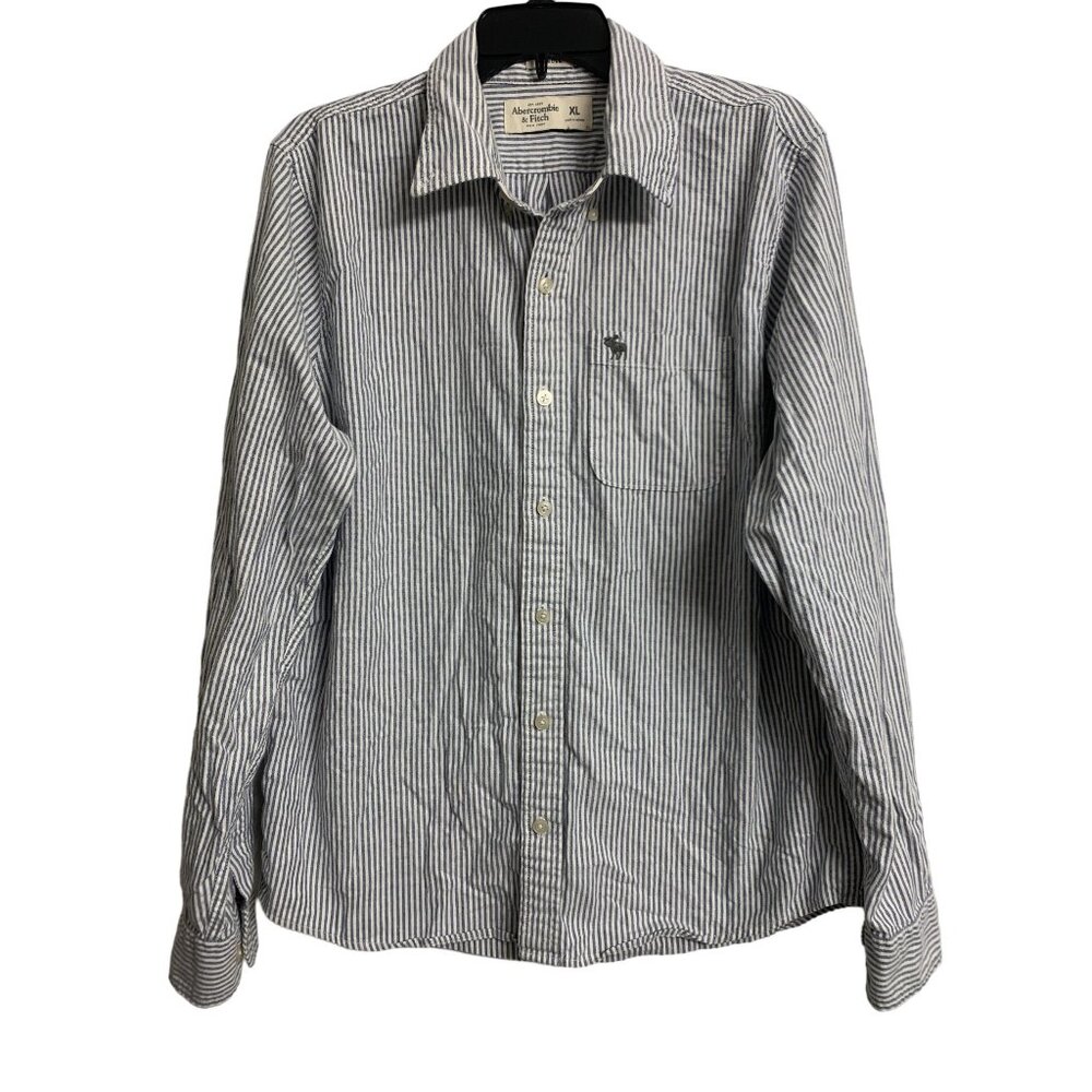 Abercrombie & Fitch Stripe Cotton Muscle Strip Button Down Shirt Size XL